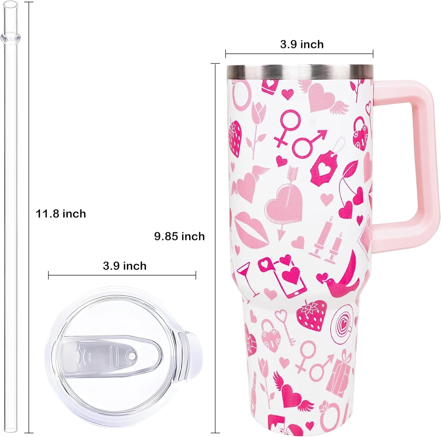 Herobuddy™ 40oz Easter Bunny Tumbler with Handle and Straw, Rabbit Stainless Steel - Leakproof Insulated Water Bottle