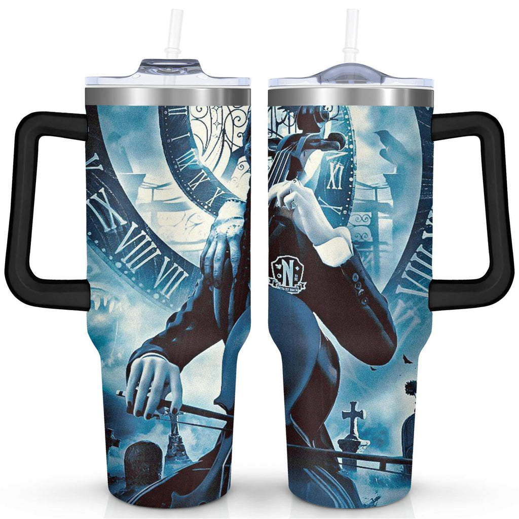 Herobuddy™ 40oz Wednesday Girl Stainless Steel Tumbler with Lid and Straw,Wednesday Stuff - Reusable Stainless Steel Cup
