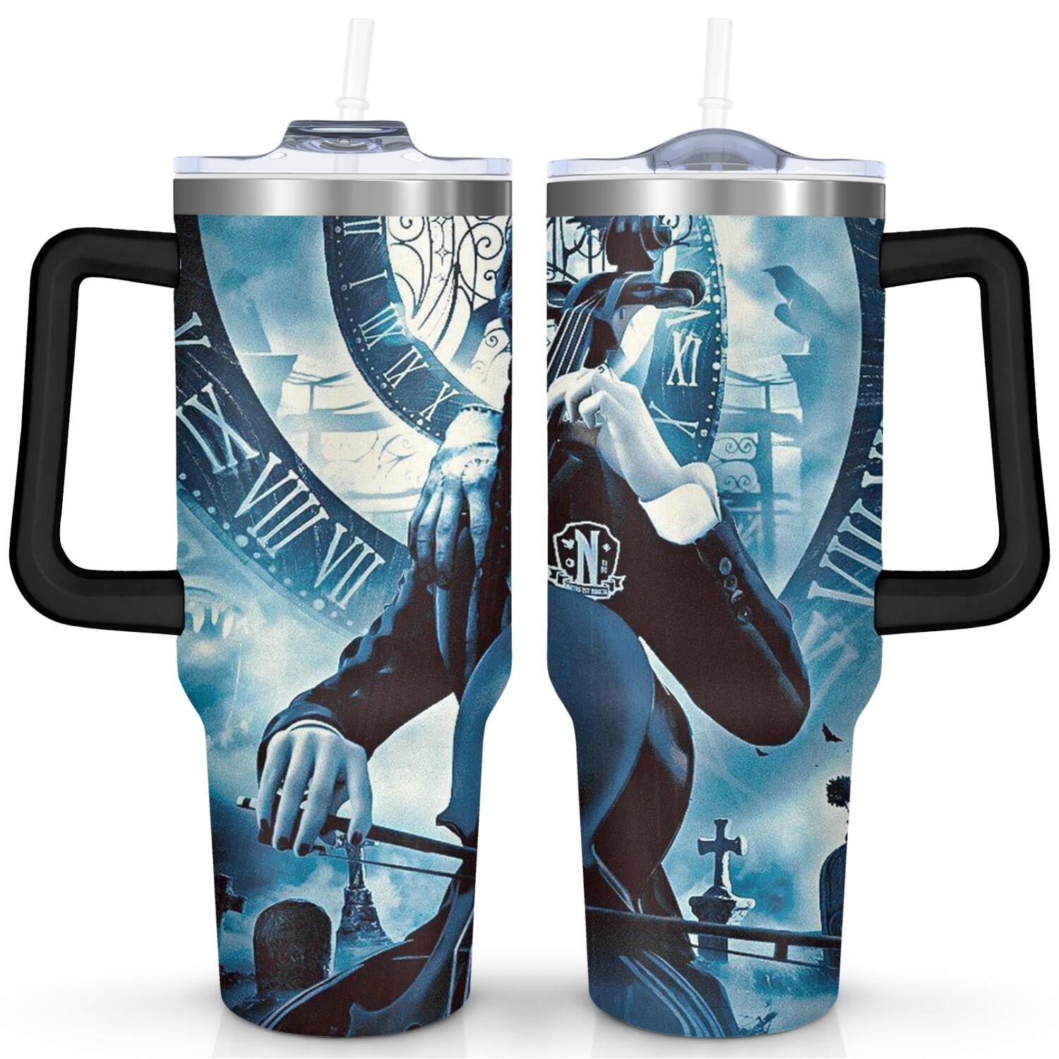 Herobuddy™ 40oz Wednesday Girl Stainless Steel Tumbler with Lid and Straw,Wednesday Stuff - Reusable Stainless Steel Cup
