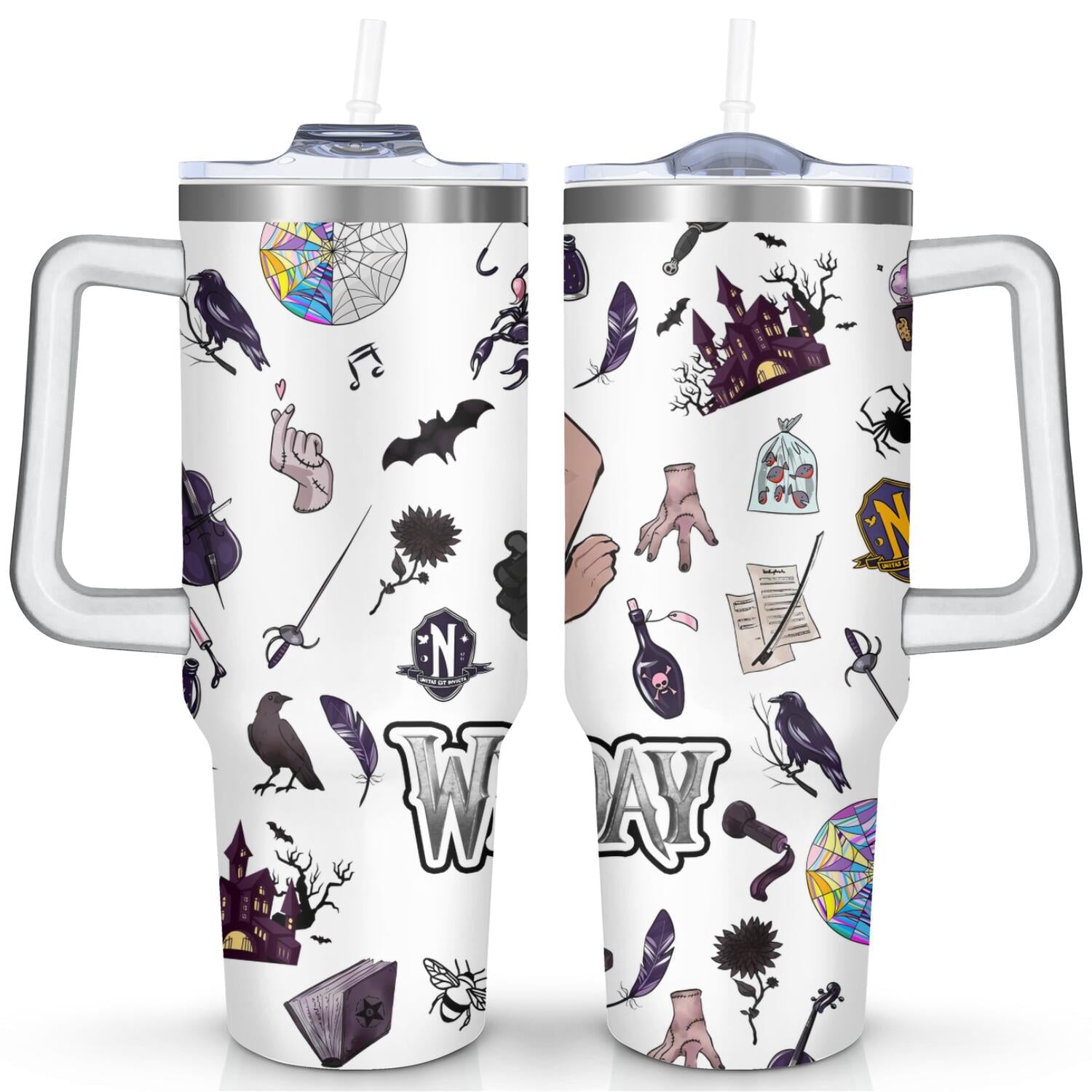 Herobuddy™ 40oz Wednesday Girl Stainless Steel Tumbler with Lid and Straw,Wednesday Stuff - Reusable Stainless Steel Cup