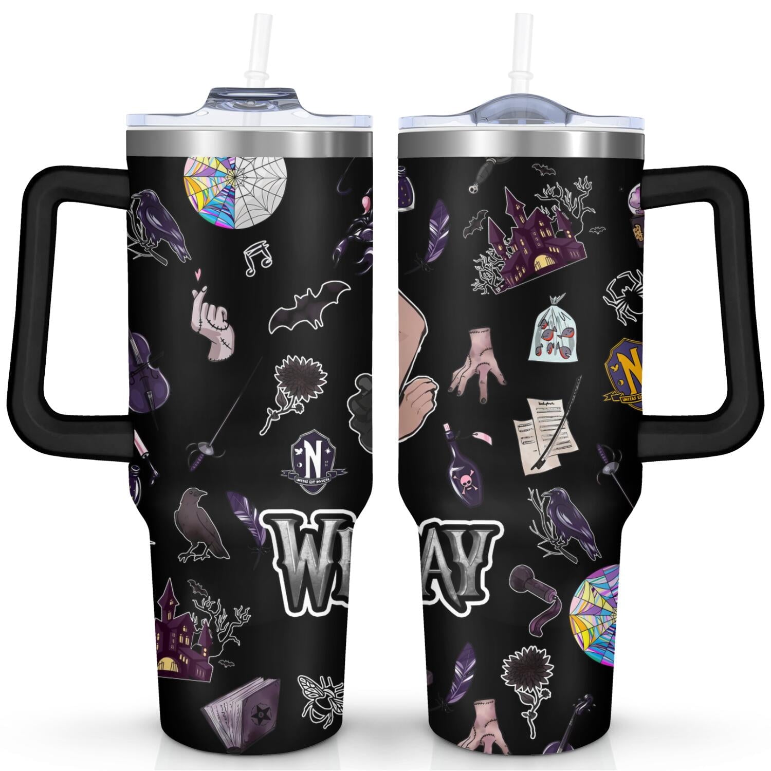 Herobuddy™ 40oz Wednesday Girl Stainless Steel Tumbler with Lid and Straw,Wednesday Stuff - Reusable Stainless Steel Cup