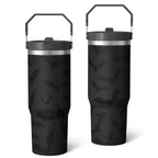 1pc Halloween Bat 30oz Tumbler with Straw & Handle - Insulated Stainless Steel Cup | Holiday Gift for Man Women (Christmas, Valentine's, Birthday)
