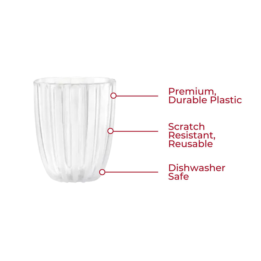 GUZZINI Dolcevita 12oz Low Tumblers (Set of 6) Mother of Pearl - 100% Recycled Plastic - Unbreakable, Reusable, BPA-Free, Iced Coffee, Smoothie, Water - Stackable Cup for Kids, Home & Kitchen
