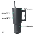 Simple Modern 40 fl oz Insulated Stainless Steel Trek Tumbler with Straw Lid | Graphite