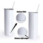 20oz FLAT EDGE bottom completely straight Blank gloss white sublimation tumbler