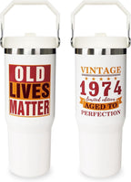 Herobuddy™ Football Lover Gift 30 oz Flip Straw Tumbler with Top Handle - Insulated Travel Tumbler Cup