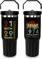 Herobuddy™ Football Lover Gift 30 oz Flip Straw Tumbler with Top Handle - Insulated Travel Tumbler Cup