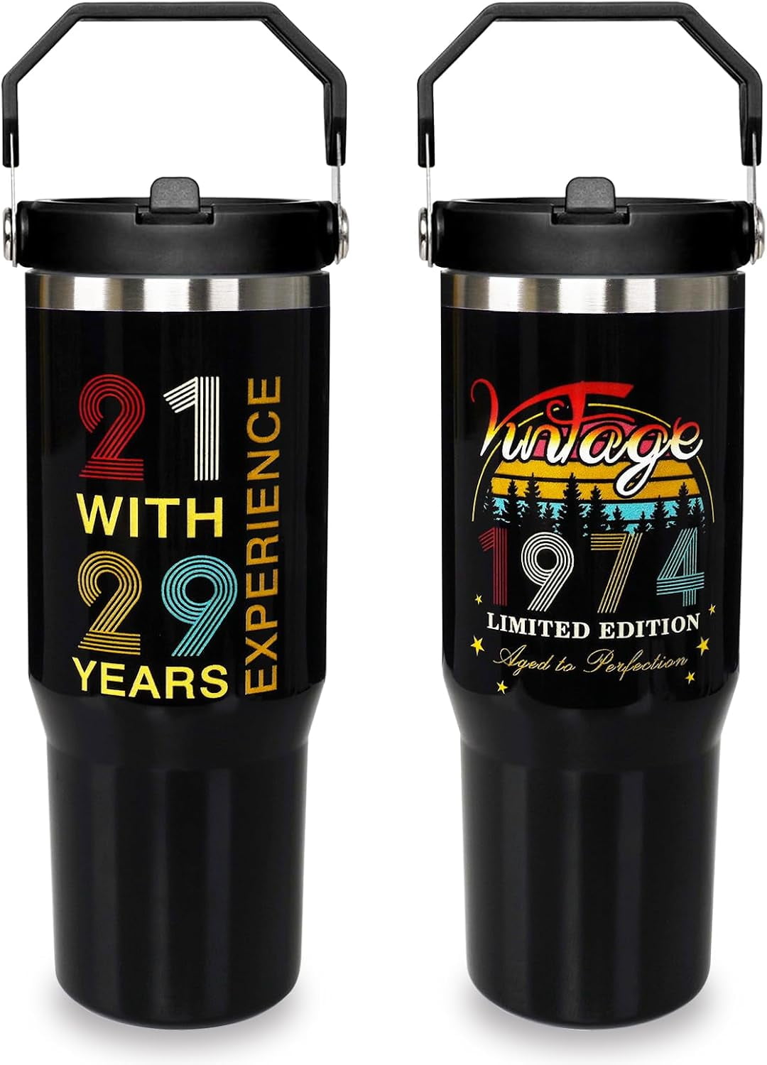 Herobuddy™ Football Lover Gift 30 oz Flip Straw Tumbler with Top Handle - Insulated Travel Tumbler Cup