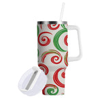 40 oz Insulated Stainless Steel Tumbler Double Wall Stainless Steel Tumbler with 2-Way Drinking Red and Green Swirls