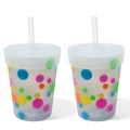 Silipint: Kids Straw Tumblers 8oz: 4 Pack - Polka Dots - Silicone Unbreakable Cups w/ No Leak Lids, Hot & Cold, Dishwasher-Microwave-Freezer-Oven Safe