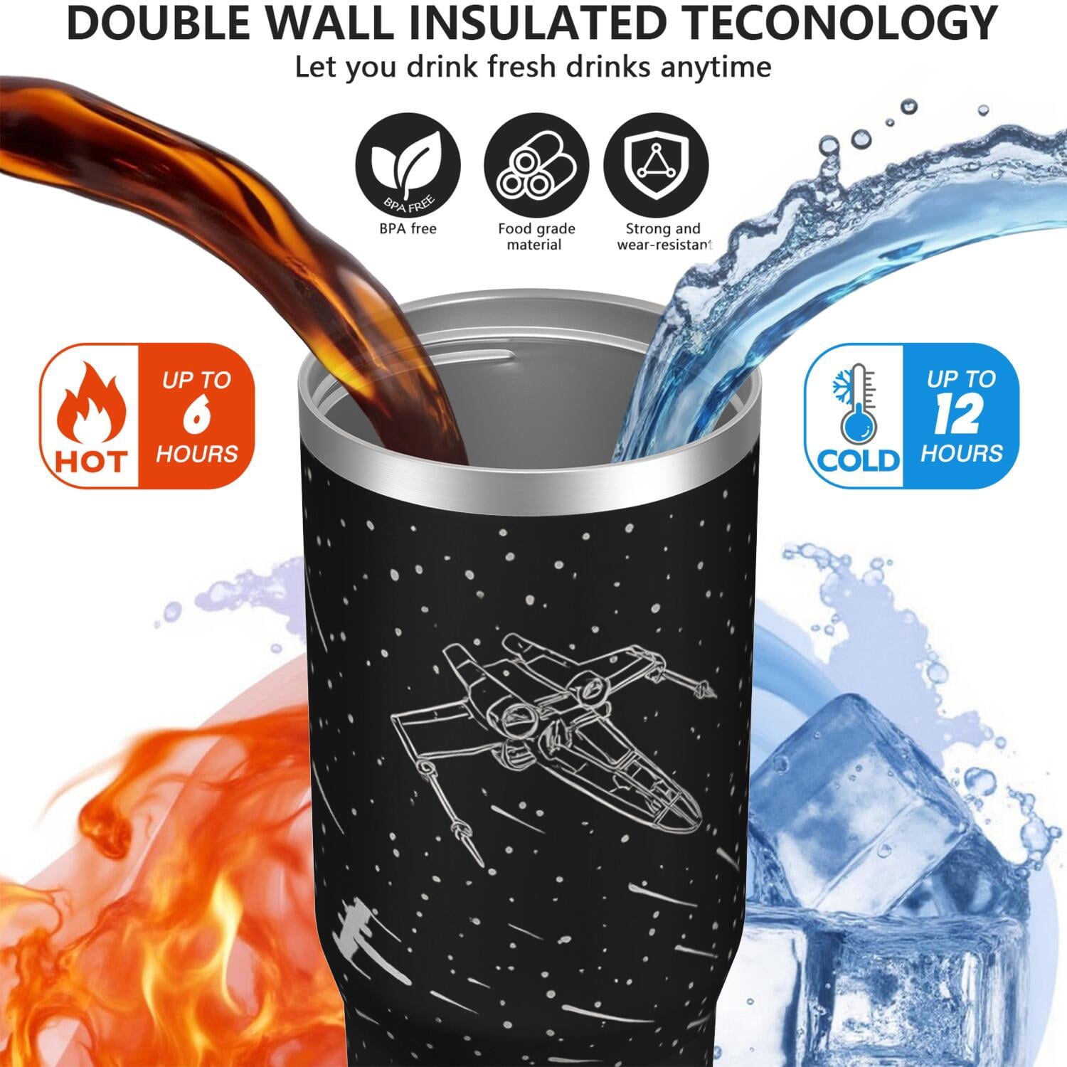 1pc Movie 30oz Tumbler with Straw & Handle - Insulated Stainless Steel Cup | Holiday Gift for Man Women (Christmas, Valentine's, Birthday)