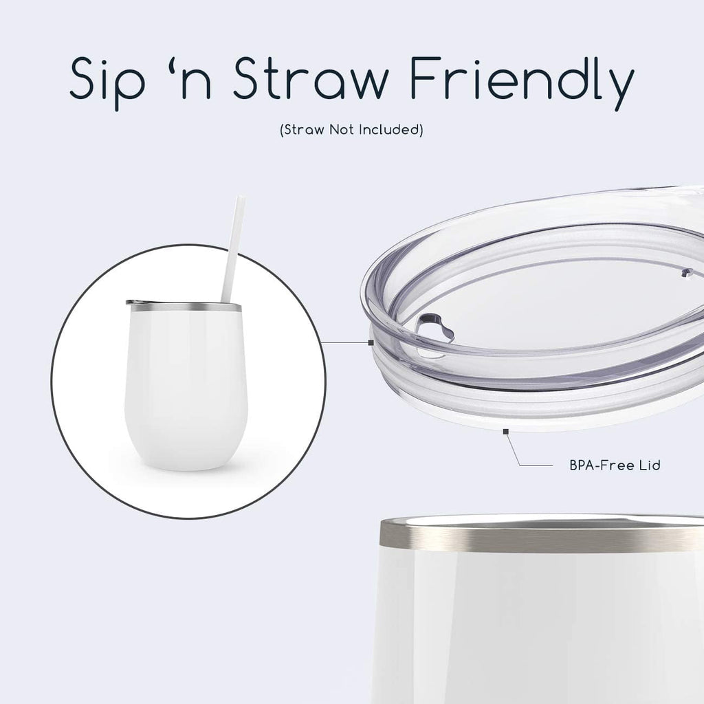 Maars Bev Stainless Steel Stemless Wine Glass Tumbler with Lid, Vacuum Insulated 12 oz Cup | Spill Proof, Travel Friendly, Fun Cocktail Drinkware - 2 Pack Seafoam Blue