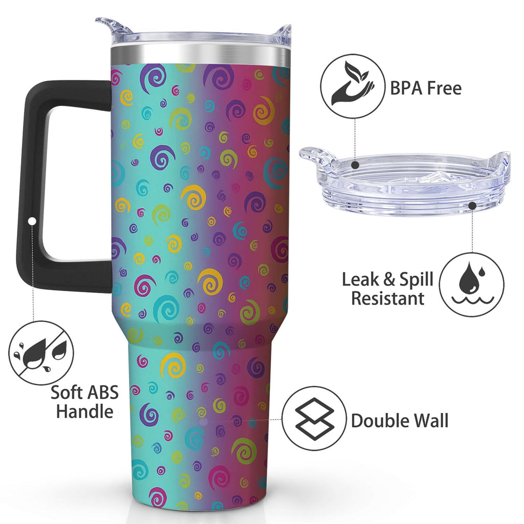 Colorful Spiral Gradient Stainless Steel Tumbler, 30oz