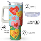 Colorful Heart Love Mom Stainless Steel Tumbler, 30oz