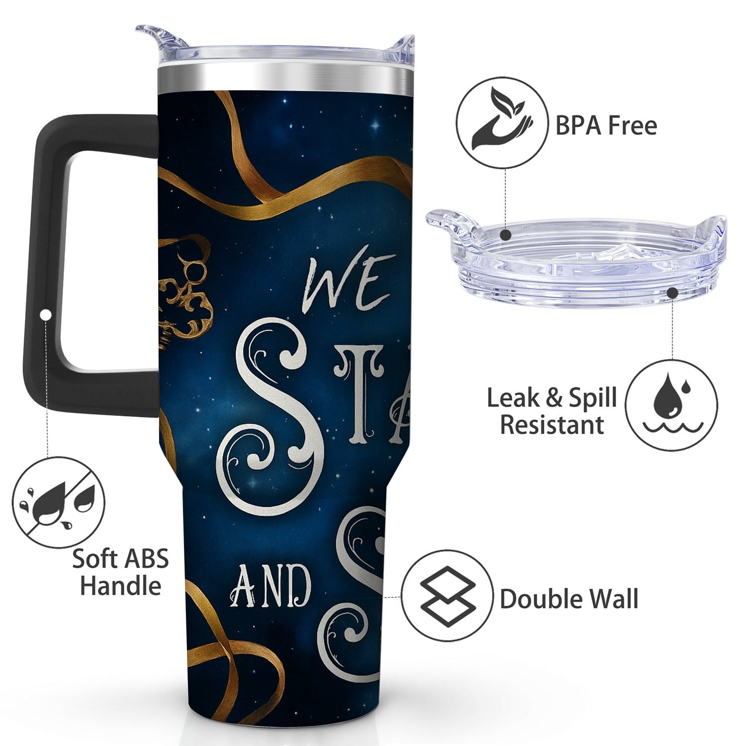 Starry Night We Are All Stardust Stainless Steel Tumbler, 40oz