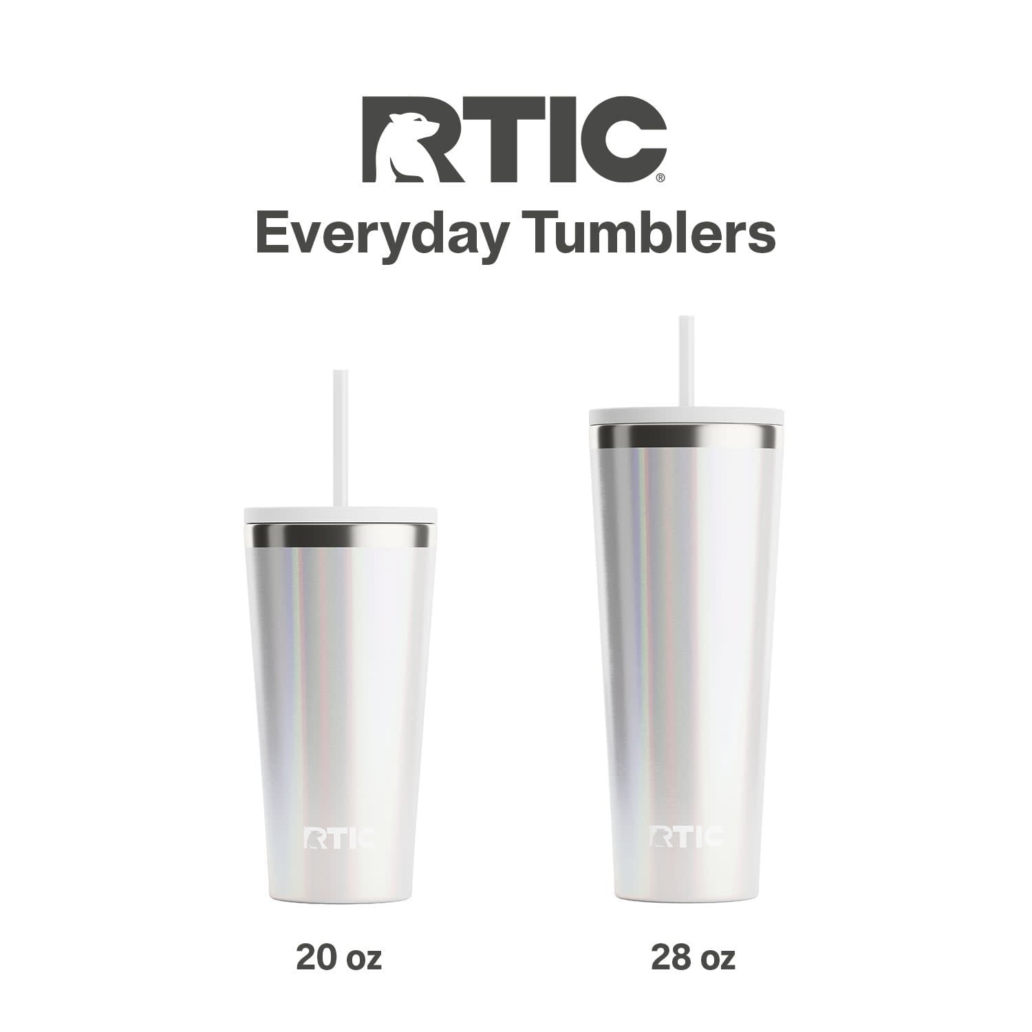 RTIC 28 oz Ceramic Lined Everyday Tumbler, Spill-Resistant Straw Lid, Plum Glitter