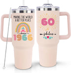 60th Birthday Gifts for Women Her, 1966 60th Birthday Decorations for Woman, Turning 60 Year Old Gifts For Women Mom Wife Grandma, 60 th Birthday Ideas, 40oz Tumbler Cup