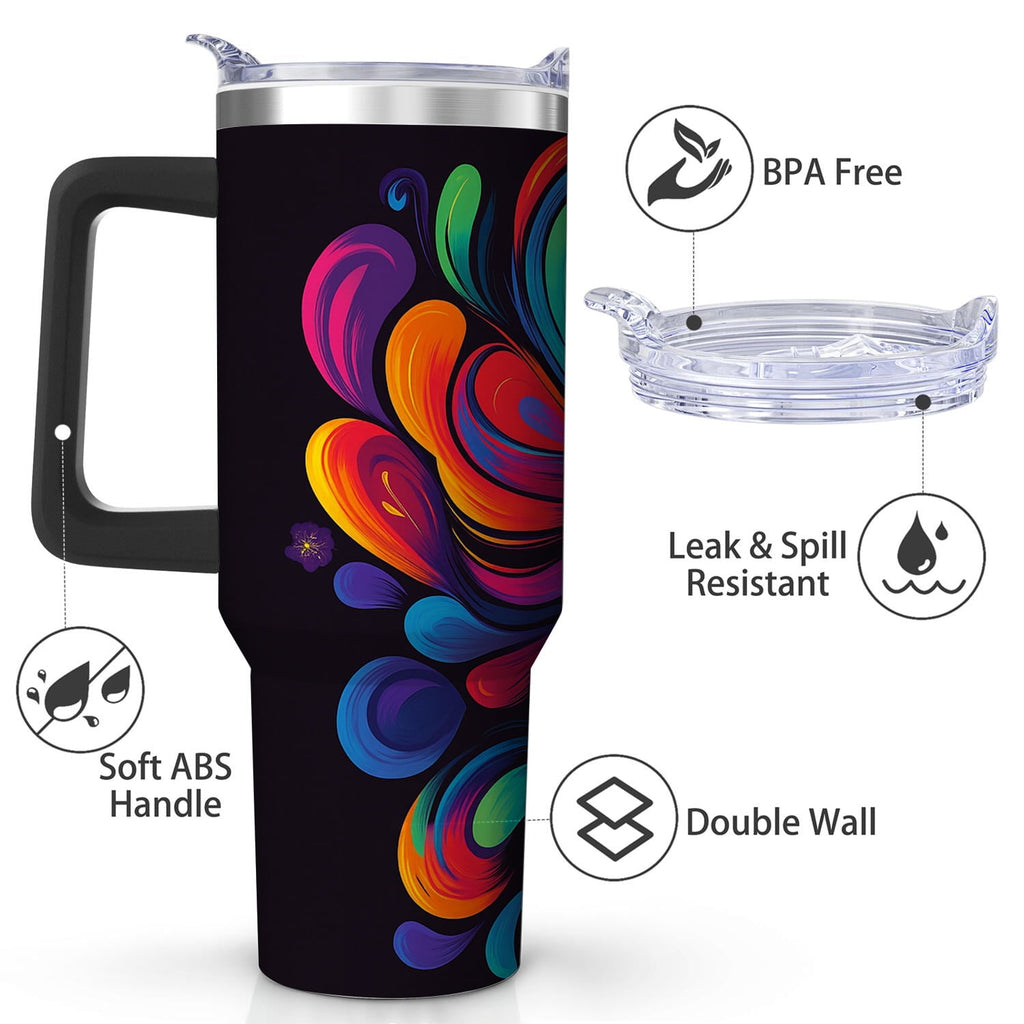 Vibrant Abstract Swirl Stainless Steel Tumbler, 30oz