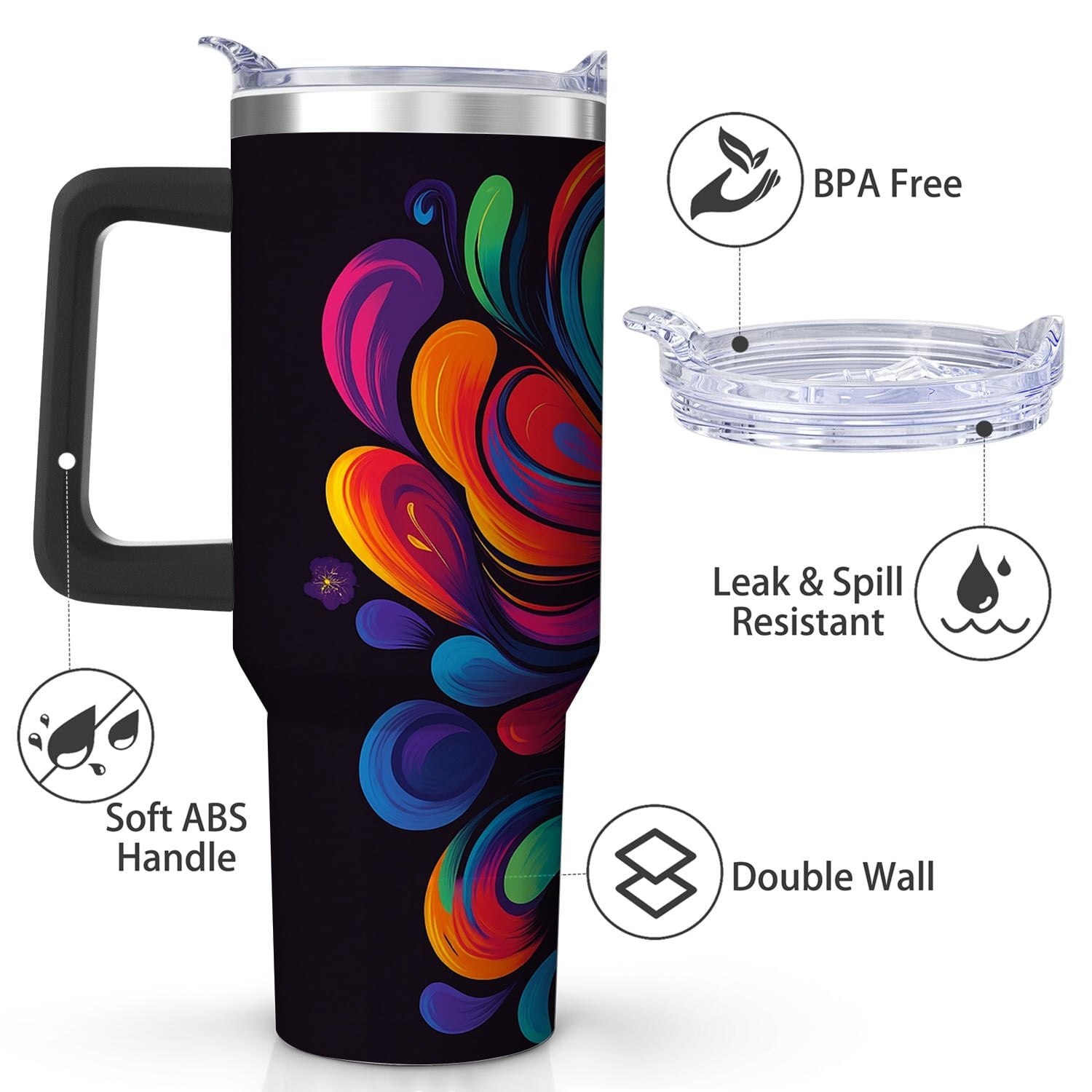 Vibrant Abstract Swirl Stainless Steel Tumbler, 30oz