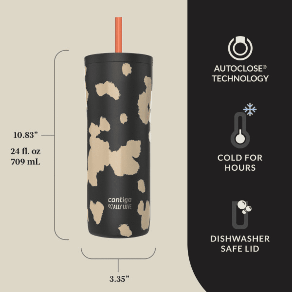 Contigo x Ally Love Streeterville 2.0 Stainless Steel Tumbler with Straw, 24 oz, Licorice