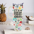 40 Oz Respiratory Therapist Tumbler Cup Respiratory Therapist Gifts Stainless Steel Insulated Travel Coffee Mug with Handle Respiratory Therapist Week Gifts for Women Men