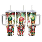 Nutcracker Christmas Insulated Tumbler with Lid and Straw, Holiday King Soldier Design Stainless Steel Travel Cup