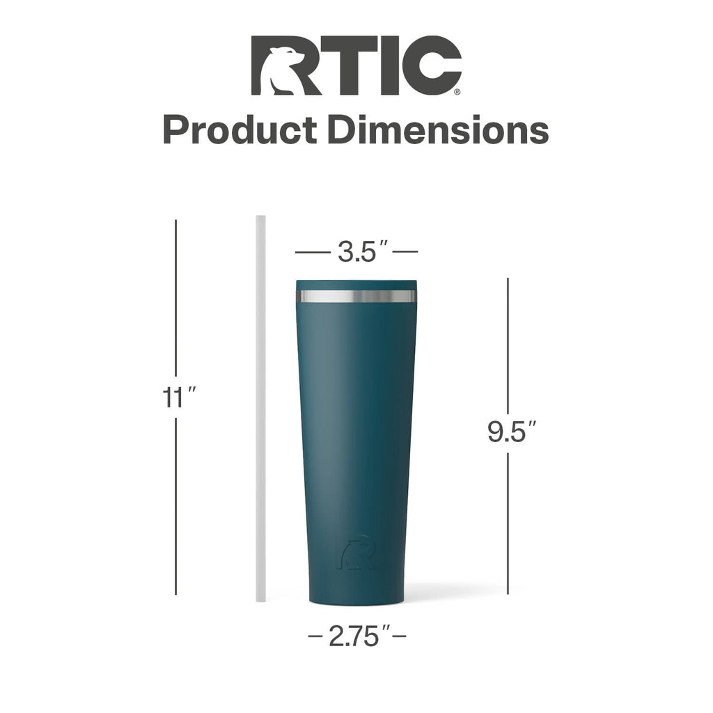 RTIC 28 oz Ceramic Lined Everyday Tumbler, Spill-Resistant Straw Lid, Marine