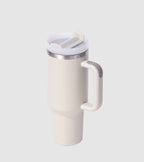40oz Stainless Steel Tumbler with Lid & Straw – Insulated Travel Mug for Hot & Cold Drinks, Durable, Leak-Proof, Perfect for Outdoors, Gym, & Office (Beige)