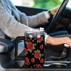40 oz Insulated Floral Flowers Red Rose Coffee Tumbler with Portable Handle, Stainless Steel Vacuum Travel Mug for Unisex Home, Office Use