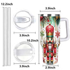 Nutcracker Christmas Insulated Tumbler with Lid and Straw, Holiday King Soldier Design Stainless Steel Travel Cup