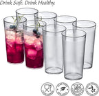 RUseeN 12 Piece Unbreakable Plastic Tumblers Drinkware, BPA-Free, Reusable Plastic Drinking Glasses for Home & Outdoors - Stackable, Lead-Free & Dishwasher Safe,16oz