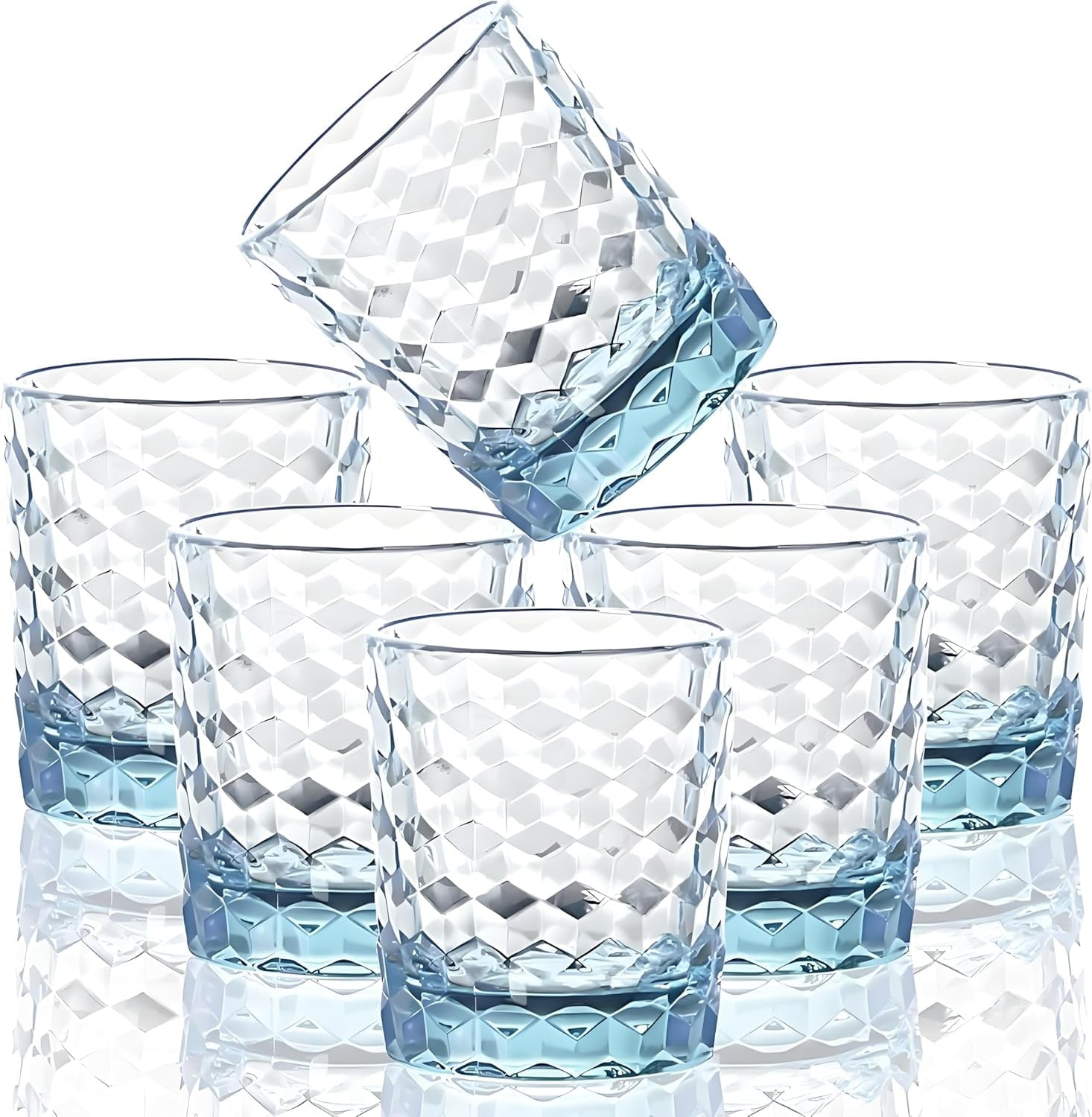8 Oz 6-Piece Unbreakable Drinking Glasses Tritan Plastic Tumblers Dishwasher Safe BPA Free Small Acrylic Juice Glasses for Kids Plastic Water Glasses (8 Oz 6 Pieces Light Blue)