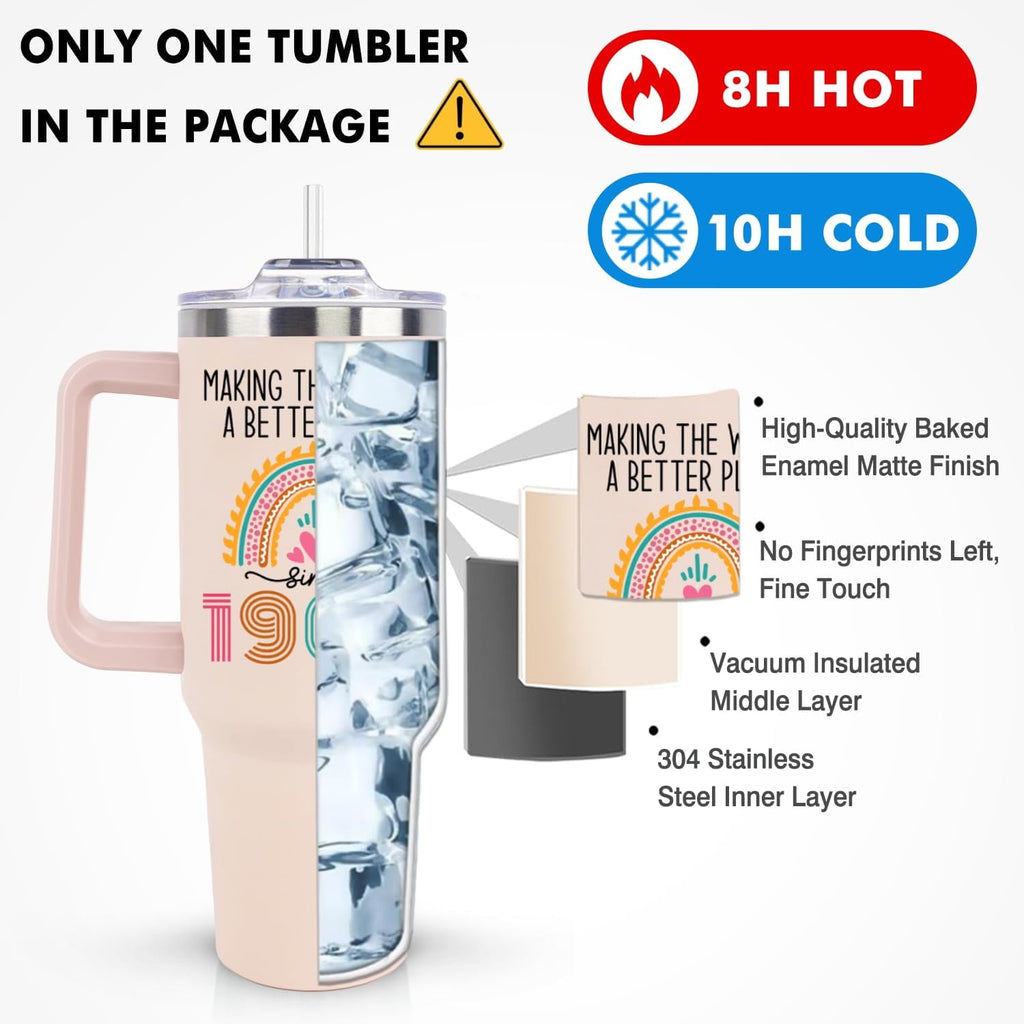 60th Birthday Gifts for Women Her, 1966 60th Birthday Decorations for Woman, Turning 60 Year Old Gifts For Women Mom Wife Grandma, 60 th Birthday Ideas, 40oz Tumbler Cup