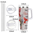 Cardinal Insulated Tumbler with Lid and Straw, Stainless Steel Travel Mug with Handle, Floral Rustic Cardinal Cup, Double Wall Hot Cold Drink Tumbler, Gift for Women & Nature Lovers