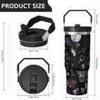 30oz Wednesday Girl Stainless Steel Tumbler with Lid and Straw,Wednesday Stuff Merchandise Spill Proof Travel Cup Double Wall Vacuum Insulated Coffee Mug with Top Handle Black