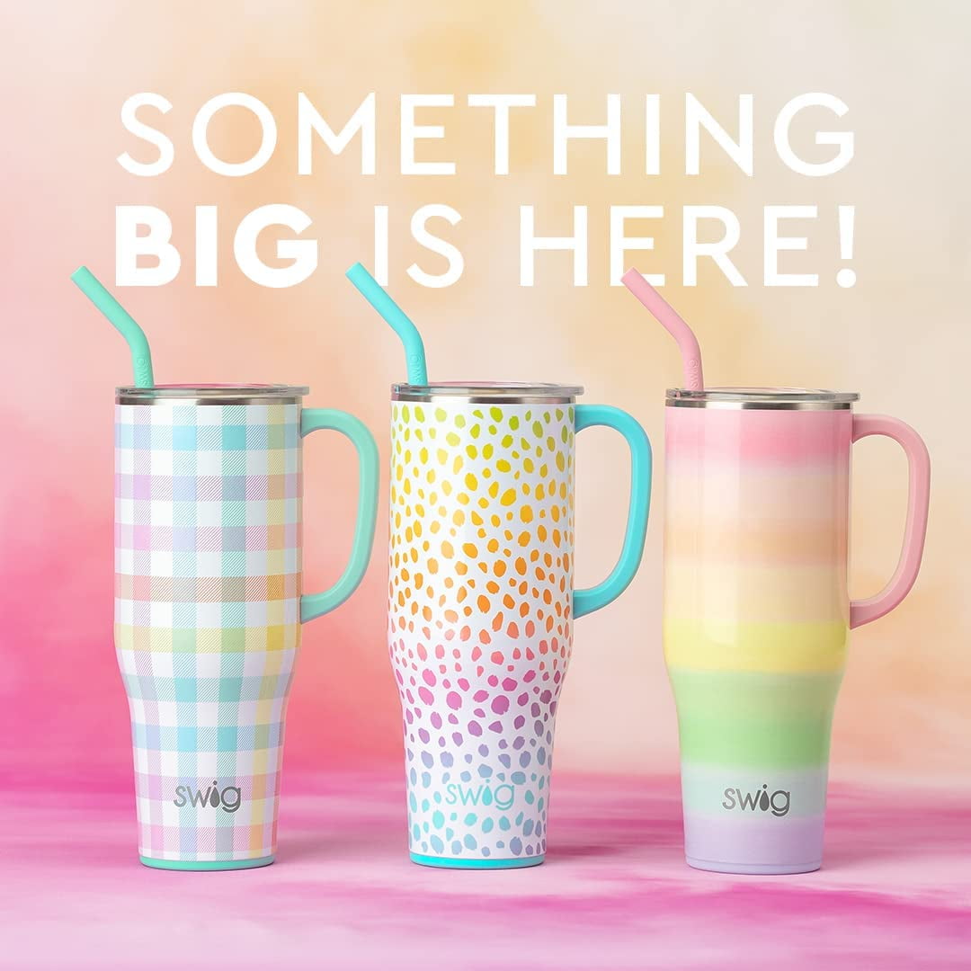Swig Life 40oz Mega Mug | Insulated Stainless Steel Tumbler with Handle | Over The Rainbow