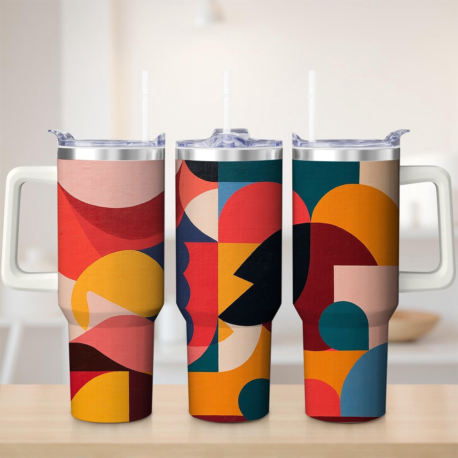 Herobuddy™ Premium Abstract Colorful Shapes Stainless Steel Tumbler, 30oz - Insulated Travel Tumbler Cup
