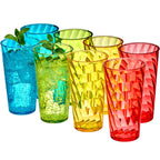 Amazing Abby - Glacier - 18-Ounce Plastic Tumblers (Set of 8), Plastic Drinking Glasses, Mixed-Color Reusable Plastic Cups, Stackable, BPA-Free, Shatter-Proof, Dishwasher-Safe