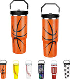 Herobuddy™ Football Lover Gift 30 oz Flip Straw Tumbler with Top Handle - Insulated Travel Tumbler Cup