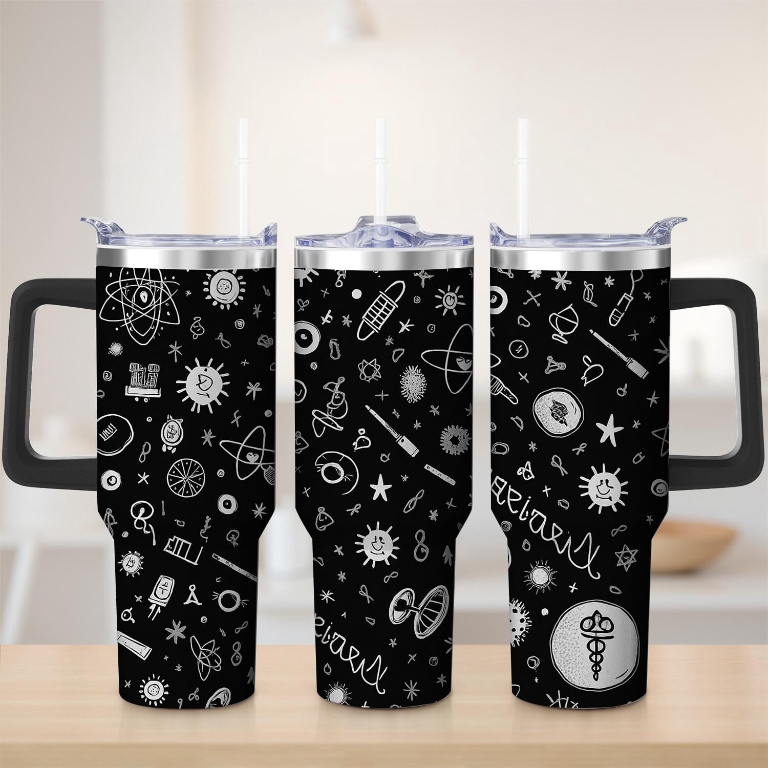 Herobuddy™ Premium Black Space Science Stainless Steel Tumbler, 30oz - Insulated Travel Tumbler Cup