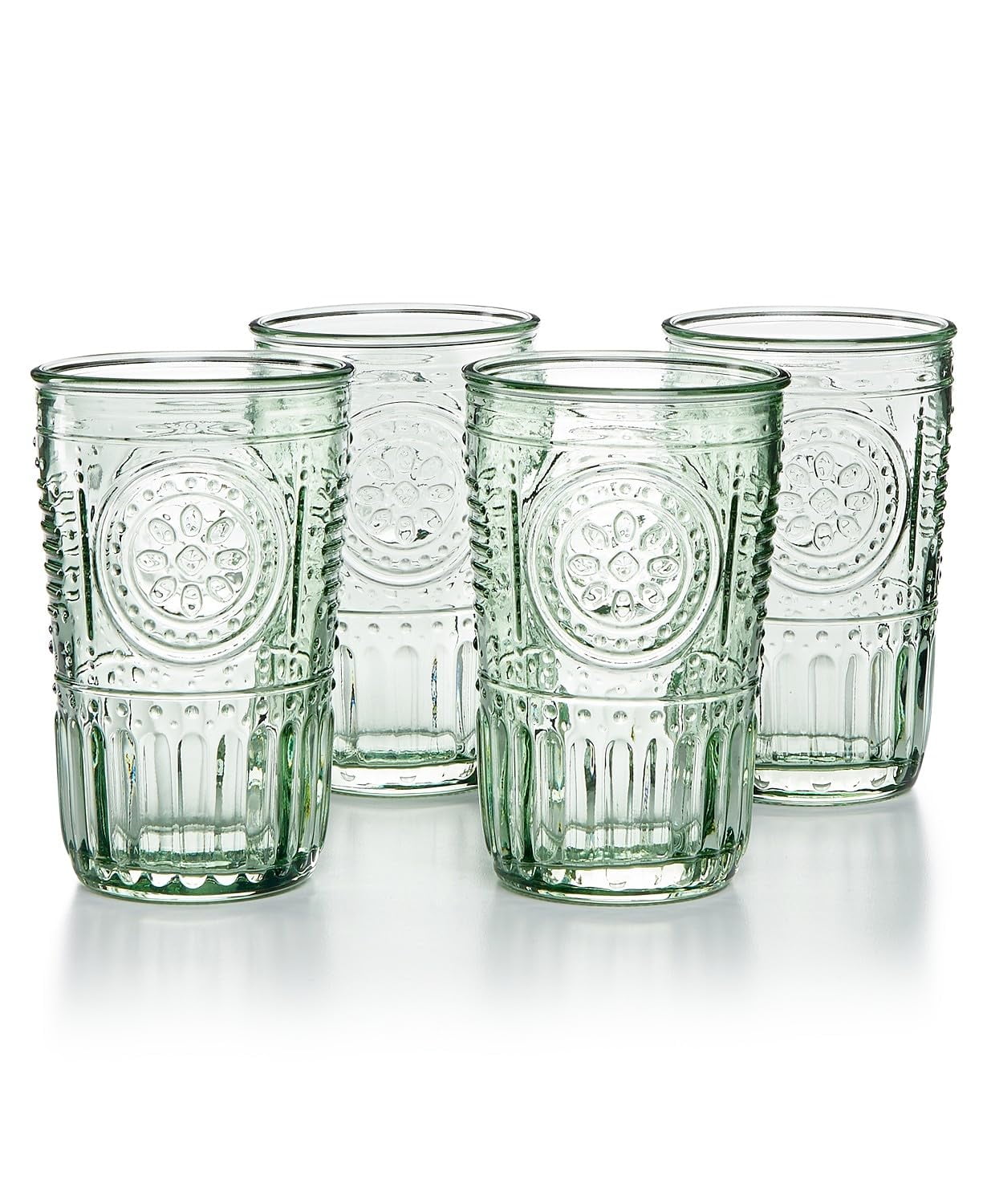Bormioli Rocco 387595GRS021524 Romantic Tumbler, Set of 4, 10.25 oz, Pastel Green