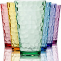 Bravario Hammered Plastic Drinking Tumbler, Dishwasher-Safe Water Glasses, BPA-Free Reusable Mixed Colors Assorted Stackable Cups, 22 oz Set of 6