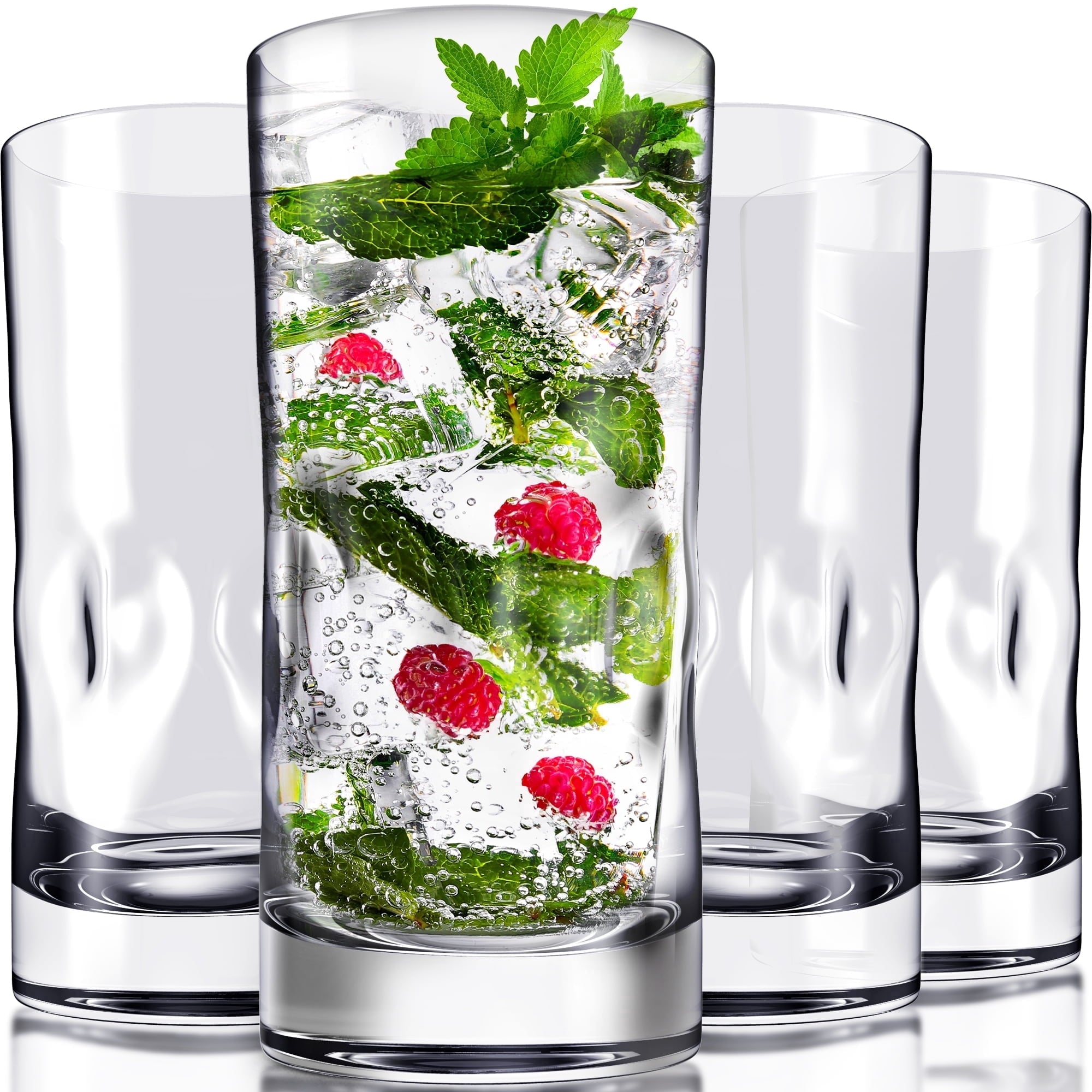 Bravario Plastic Drinking Glasses Set of 4, 17 oz Unbreakable BPA-Free Tritan Tumblers