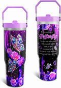 Butterfly Gifts Tumbler for Women Mom, Butterflies Print Leakproof Coffee Travel Mug, 30 Oz Tumblers with Top Handle and Flip Straw, Water Bottle Cup Gift Ideal for Him Her (1 PC)