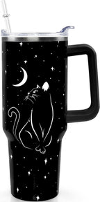 Herobuddy™ 40oz Goth Gothic Tumbler with Handle and Straw, Stainless Steel Vacuum - Insulated Travel Tumbler Cup