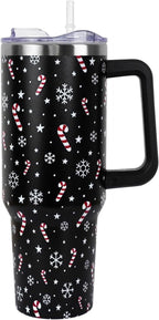 Herobuddy™ Christmas Tumbler with Handle and Straw Lid 40 oz,Cute Christmas Gifts - Insulated Travel Tumbler Cup