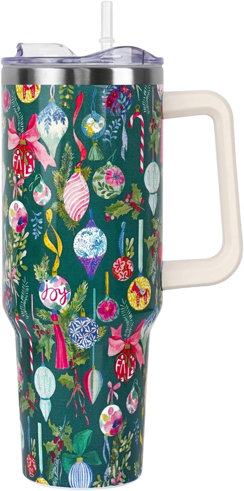 Herobuddy™ Christmas Tumbler with Handle and Straw Lid 40 oz,Cute Christmas Gifts - Insulated Travel Tumbler Cup