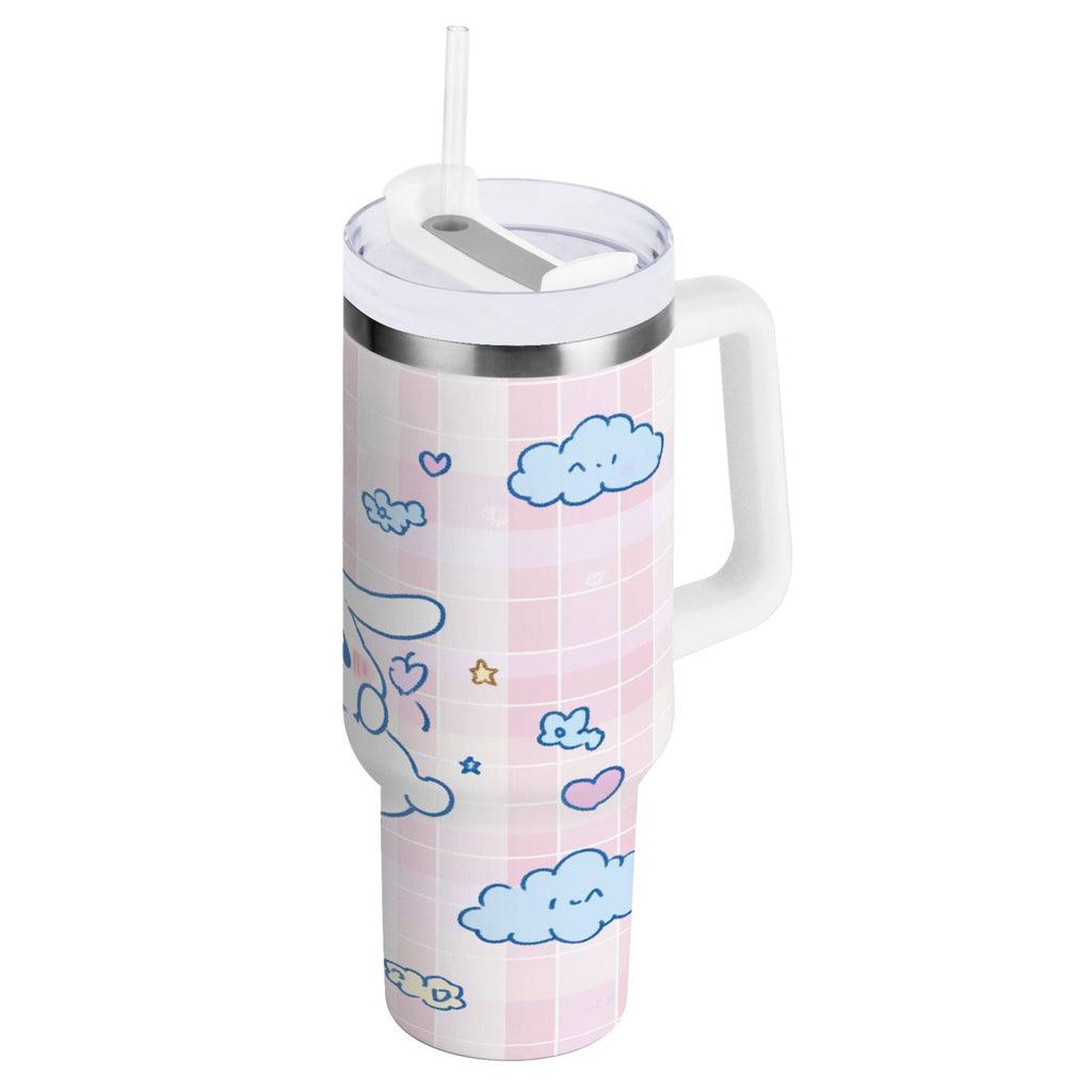 Cinnamoroll Flying in Sky Tumbler with Handle and Straw Lid 30 oz Insulated Vacuum Water Bottle Stainless Steel Travel Cup