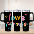 Colorful Love Yourself Stainless Steel Tumbler, 30oz