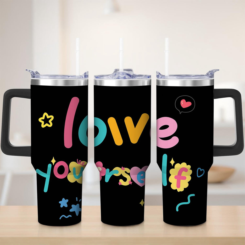 Herobuddy™ Premium Colorful Love Yourself Stainless Steel Tumbler, 30oz - Insulated Travel Tumbler Cup
